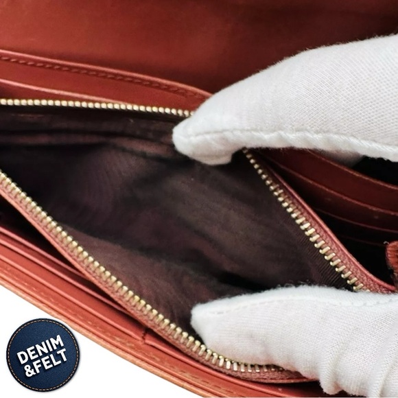 MIU MIU Vintage Camel Brown Leather Crocodile Embossed Clasp Long Wallet 🤎 - Picture 10 of 12